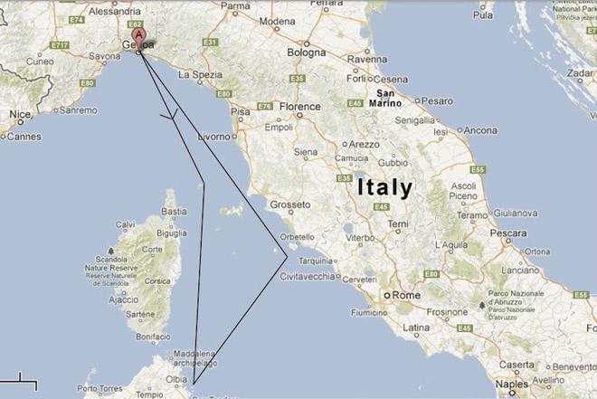The 540nm Gran Premio d’Italia around the islands of the Med © Google